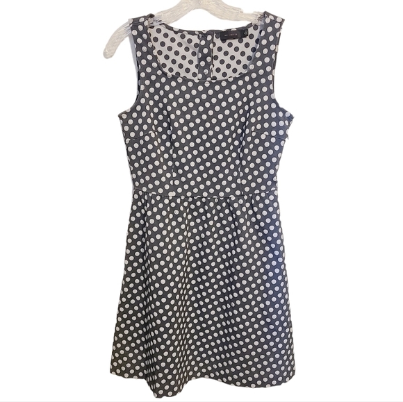 The Limited | Women's Sleeveless Gray and White Polka Dot Mini Dress (Size 6) - Picture 2 of 14
